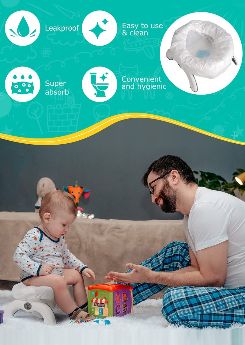 Newnice 60 Packs Disposable Potty Liners with 200ML Absorbent Pads, Portable Travel Potty Bags Compatible with OXO Tot 2-in-1 Go Potty, Potty Training Liners Fit Most Potty Chairs for Kids, Toddlers - Image 5